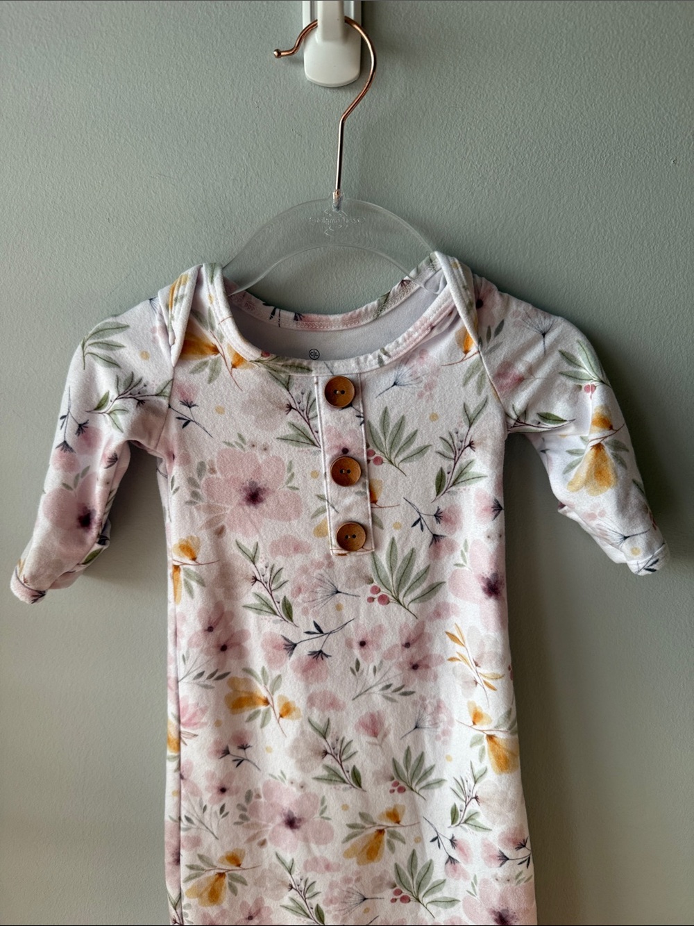 Caden Lane Floral Infant 0-3 Month Knot Nightgown - Picture 2 of 5